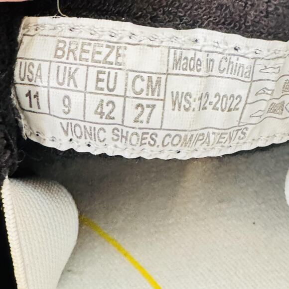 Vionic Shoes Womens 11 Black Canvas Slip On Beach Breeze Sneakers Lace Up - Picture 12 of 13